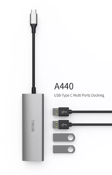 موزع Wiwu Alpha USB-C متعدد المنافذ 4 في 1 | رمادي موزع Wiwu Alpha USB-C متعدد المنافذ 4 في 1 | رمادي